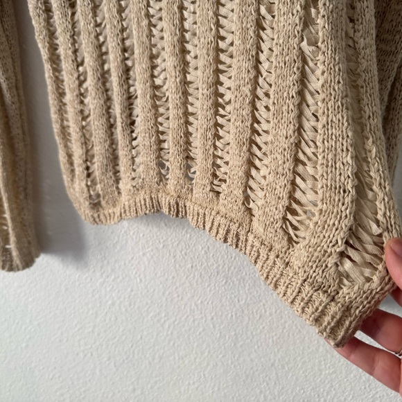 Sweet Wanderer Boho Cottagecore Crochet Top Cream Tan XL Grunge Distressed - Picture 5 of 12